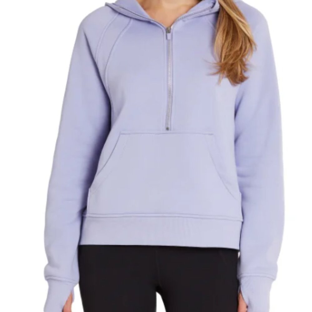NWT Danskin Women's Mixed Rib Cozy Half Zip Hoodie Purple Size L $60 11HL026